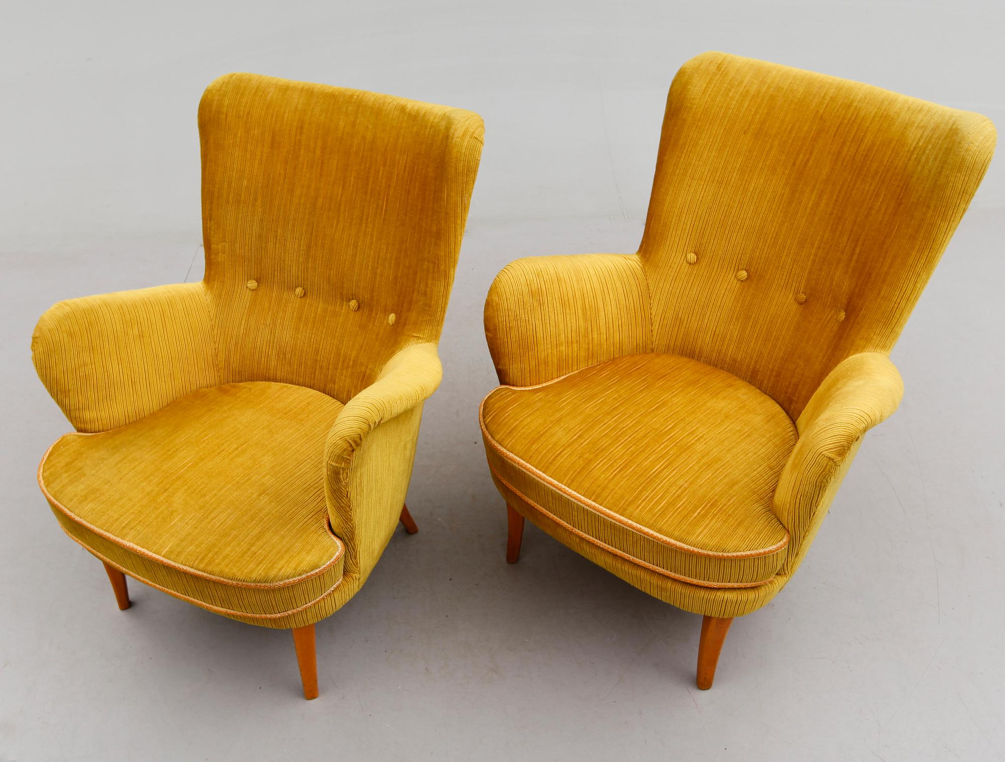 FÅTÖLJER, 1 par, "Stora Furulid", Carl Malmsten, 1900-talets  andra hälft.