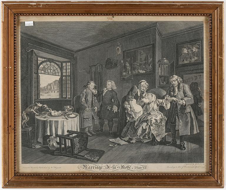 WILLIAM HOGARTH, 6 stycken, kopparstick, 1745.