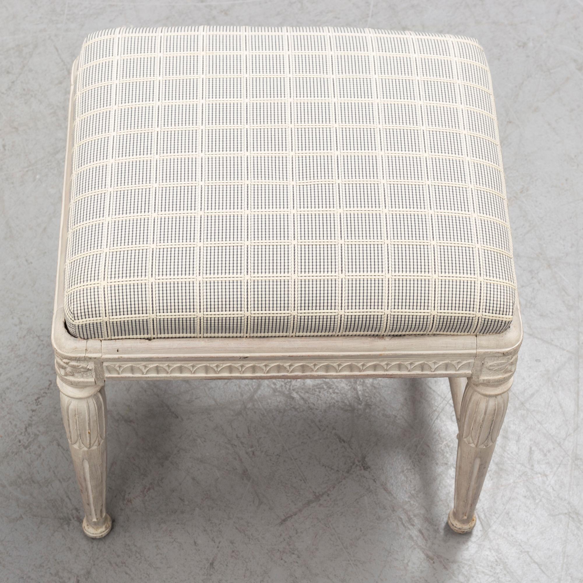 A pair of gustavian late 18th century stools by Erik Öhrmark (master in Stockholm 1777-1813).