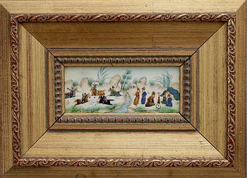 MINIATYRMÅLNINGAR, 2 st gouache på ben, trol Persien, sign, 1800/1900-tal.