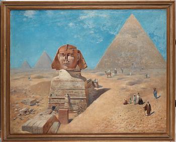 Frans Wilhelm Odelmark, Egyptian landscape with the Sphinx and the Pyramid of Khafre.