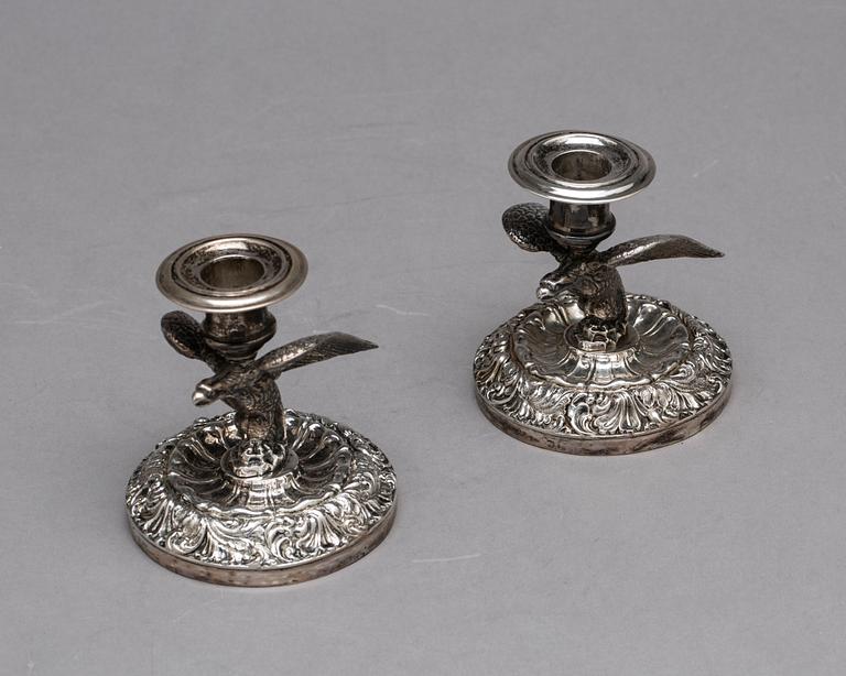 A pair of Swedish 19th century silver candlesticks, mark of Carl Petter Norlin, Malmö 1843.