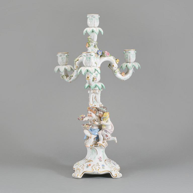 KANDELABER, porslin, Meissen, 1900-tal.