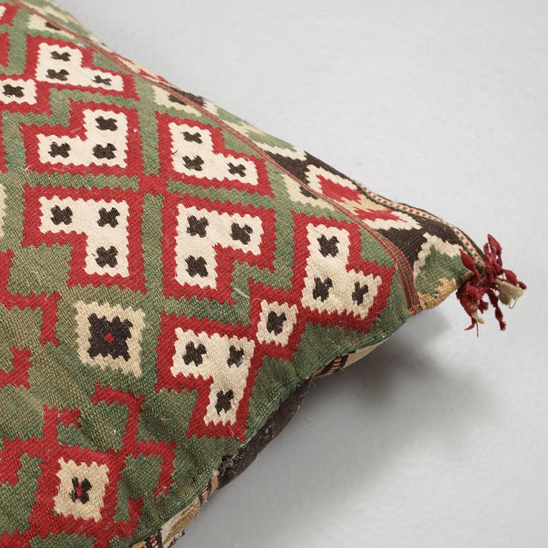 CARRIAGE CUSHION. Double-interlocked tapestry. 49,5 x 92,5 cm. Scania, Sweden, Österlen 19th century.