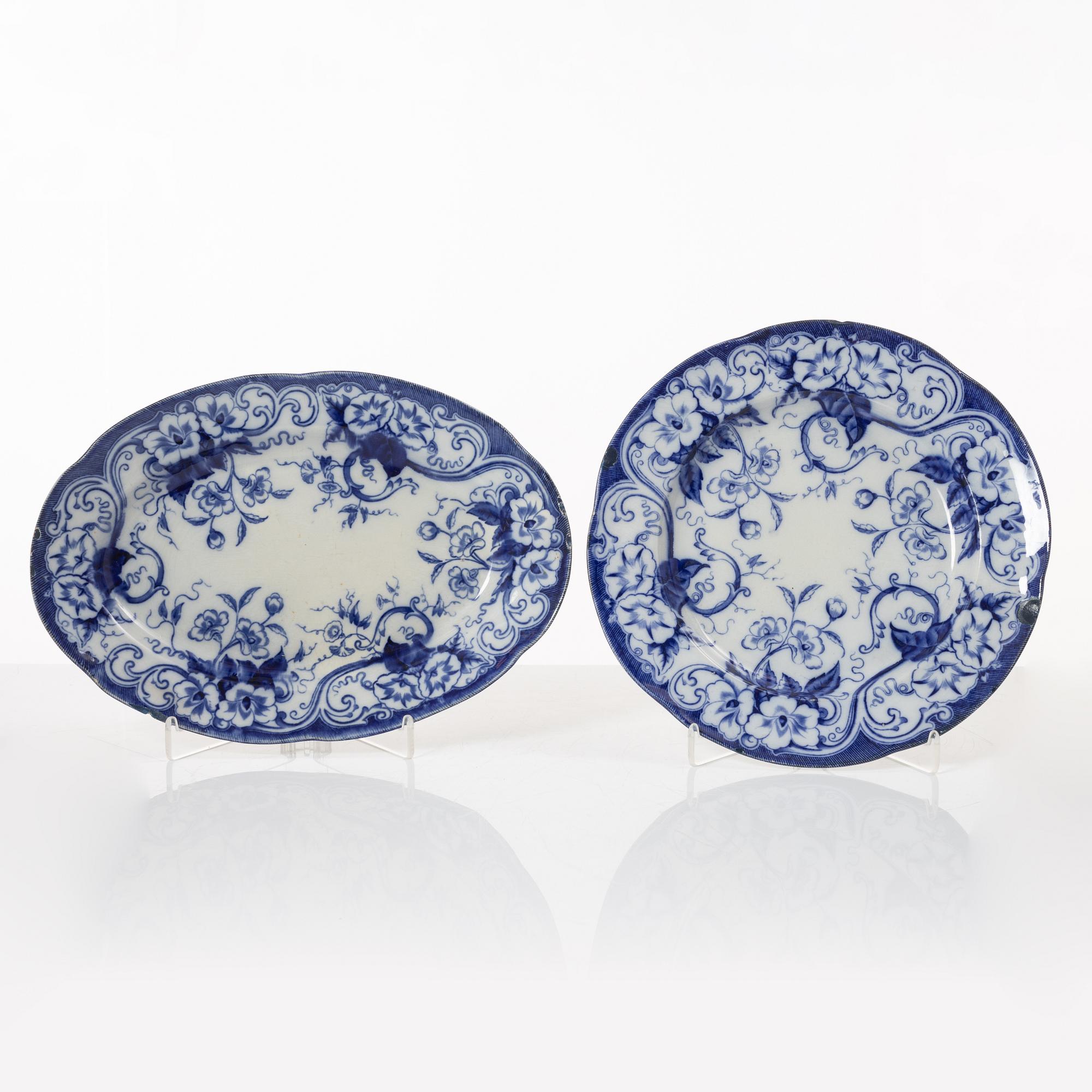 A 42 piece earthenware dinner service, 'Flora', Creil Montereau, France, late 19th Century.