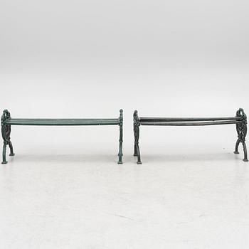 Garden benches, a pair, second half of the 20th Century.