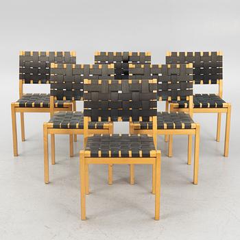 Alvar Aalto, chairs, 6 pcs, model 611, late 20th century.