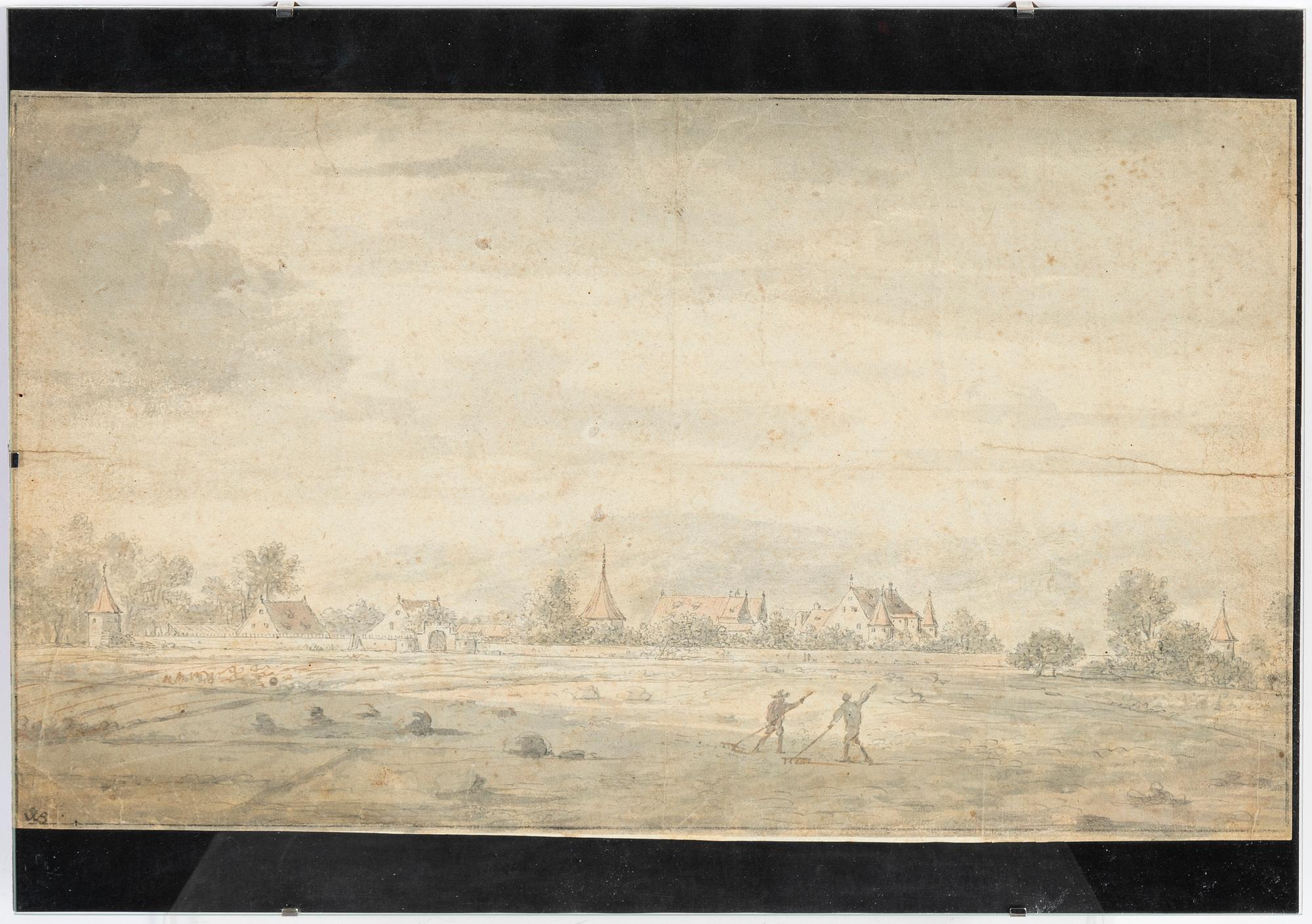 Unknown artist, 18th Century, ink wash, signed WS.