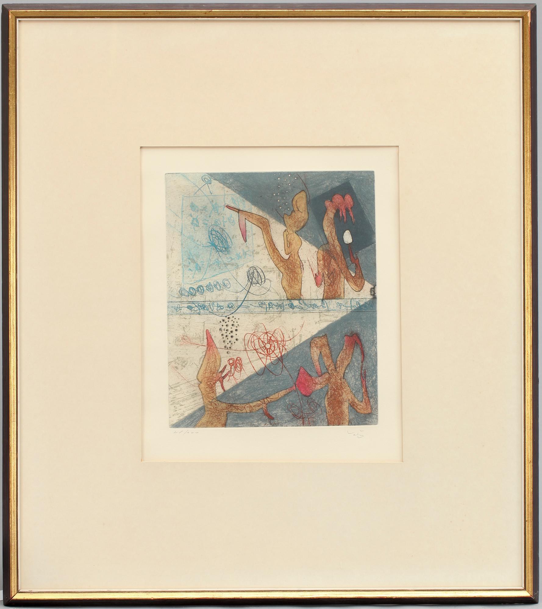 ROBERTO MATTA, färgakvatint, sign o numr 48/100.