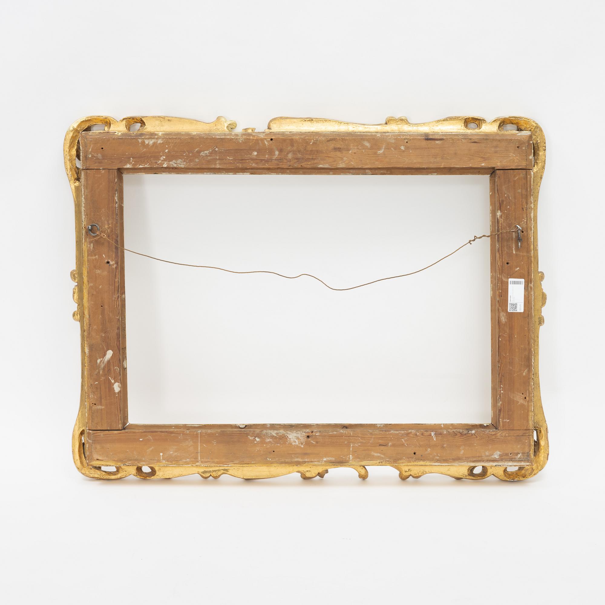 Ram, 1800-tal, skuren dekor och pastellage.