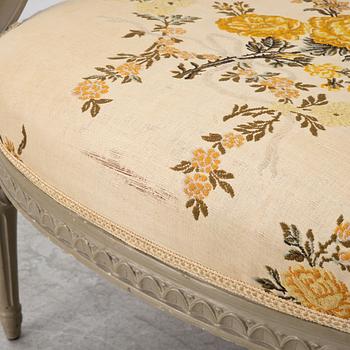 A late Gustavian open-back armchair attributed to Johan Erik Höglander (master in Stockholm 1777-1813).