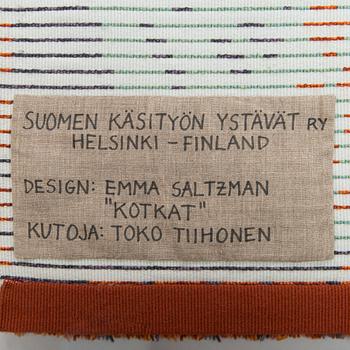 Emma Saltzman, ryijy Suomen käsityön Ystävät. Noin 215 x 115 cm.