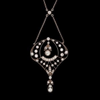 43. A old cut-diamond pendant. Circa 1900.