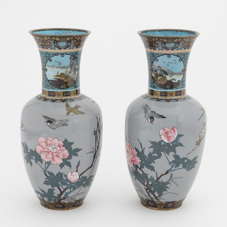 A pair of Japanese cloisonné vases, 20th century.