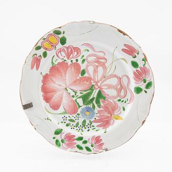 Plates 10+1 pcs, faience France 18th/19th century, likely Alsace.