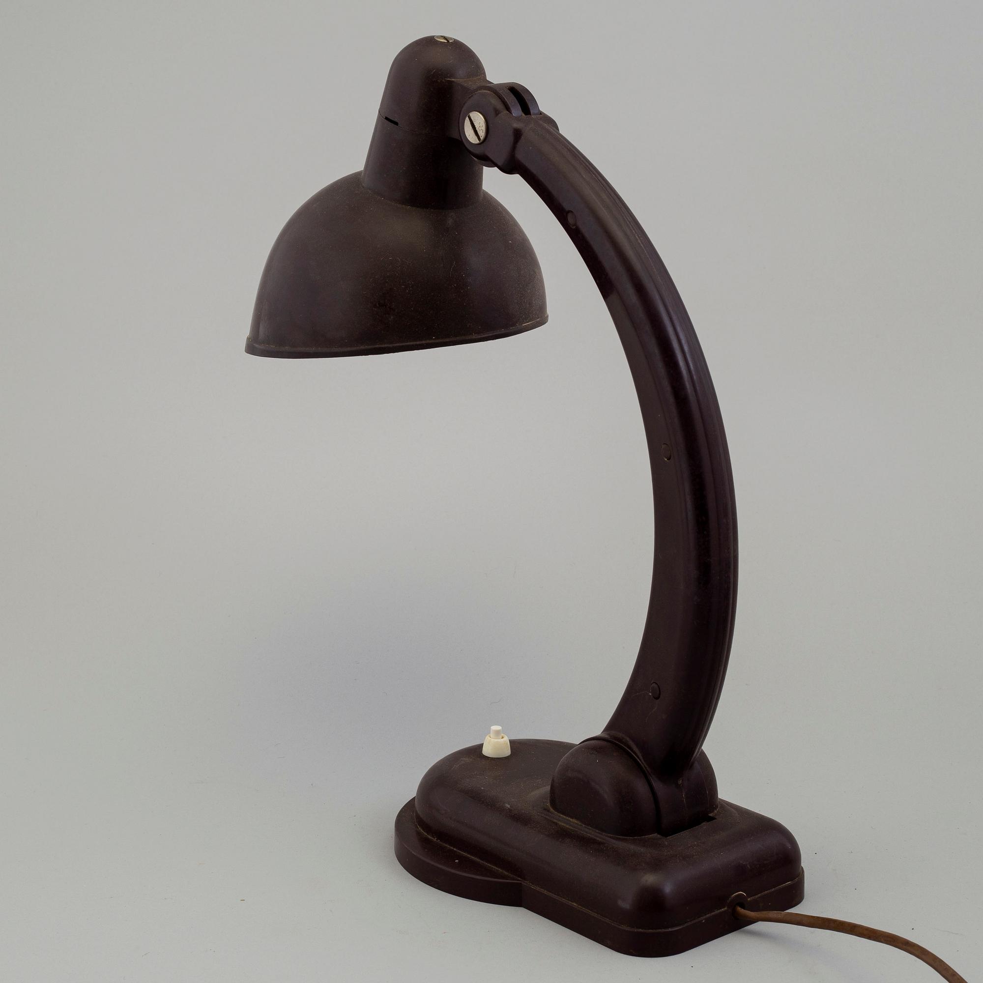 a set of three bakelite table lamps, ca 1930's.
