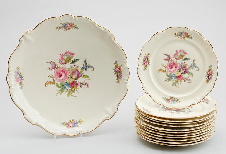 FRUKTSERVIS, 13 delar, porslin, Rosenthal, Pompadour.