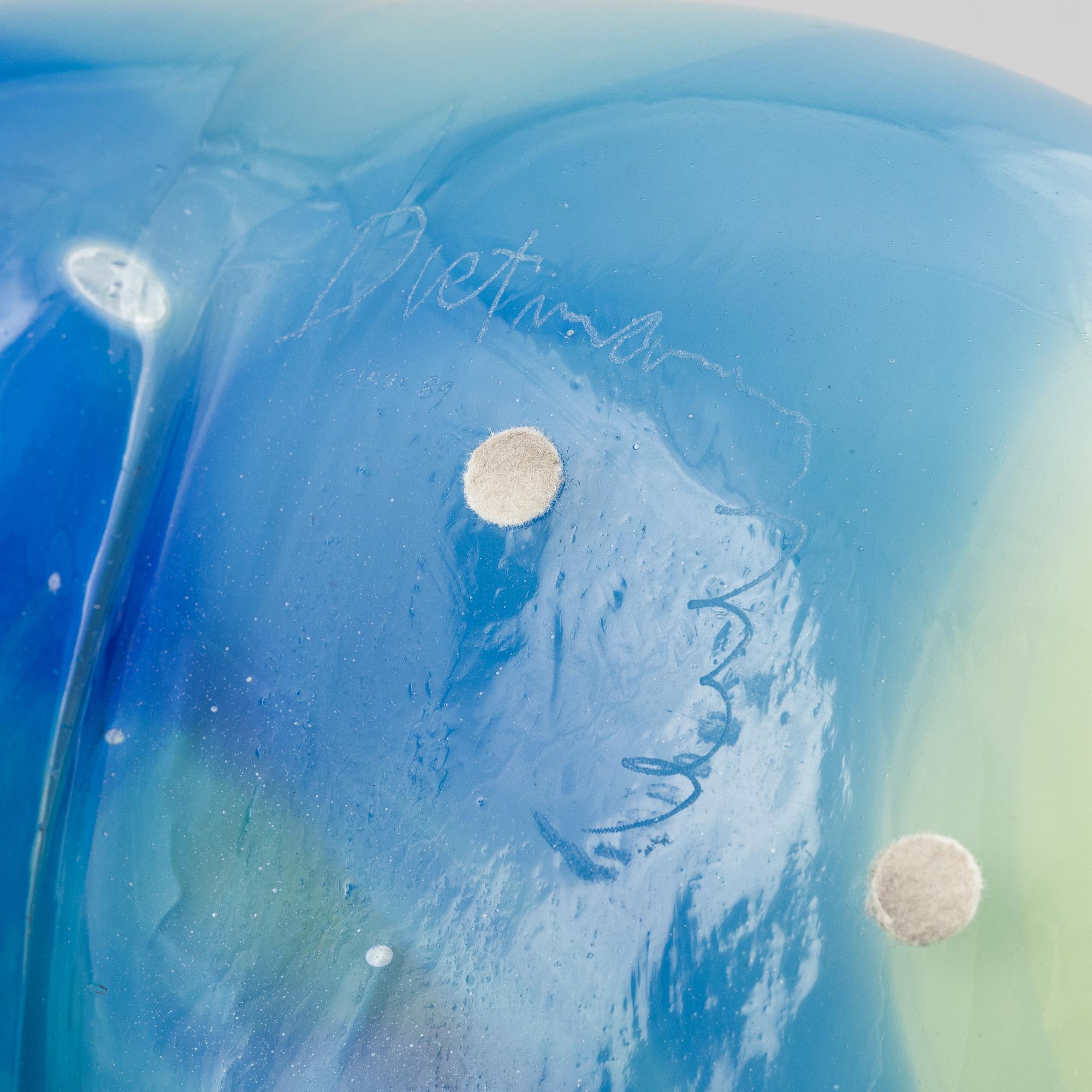 Erik Dietman, a glass sculpture/vase, Cirva 1989.