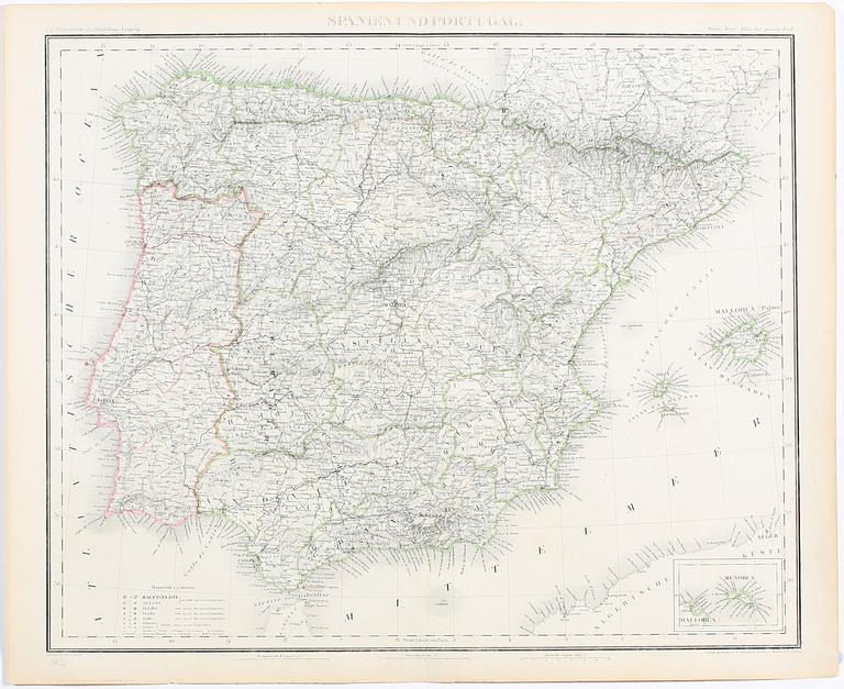 PARTI KARTOR, 7 st, bla världsdelarna och del av Nordamerika, Stein 1870-tal.
