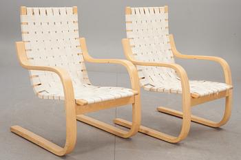 FÅTÖLJER, ett par, "Modell 406", Alvar Aalto, för Artek, Finland.