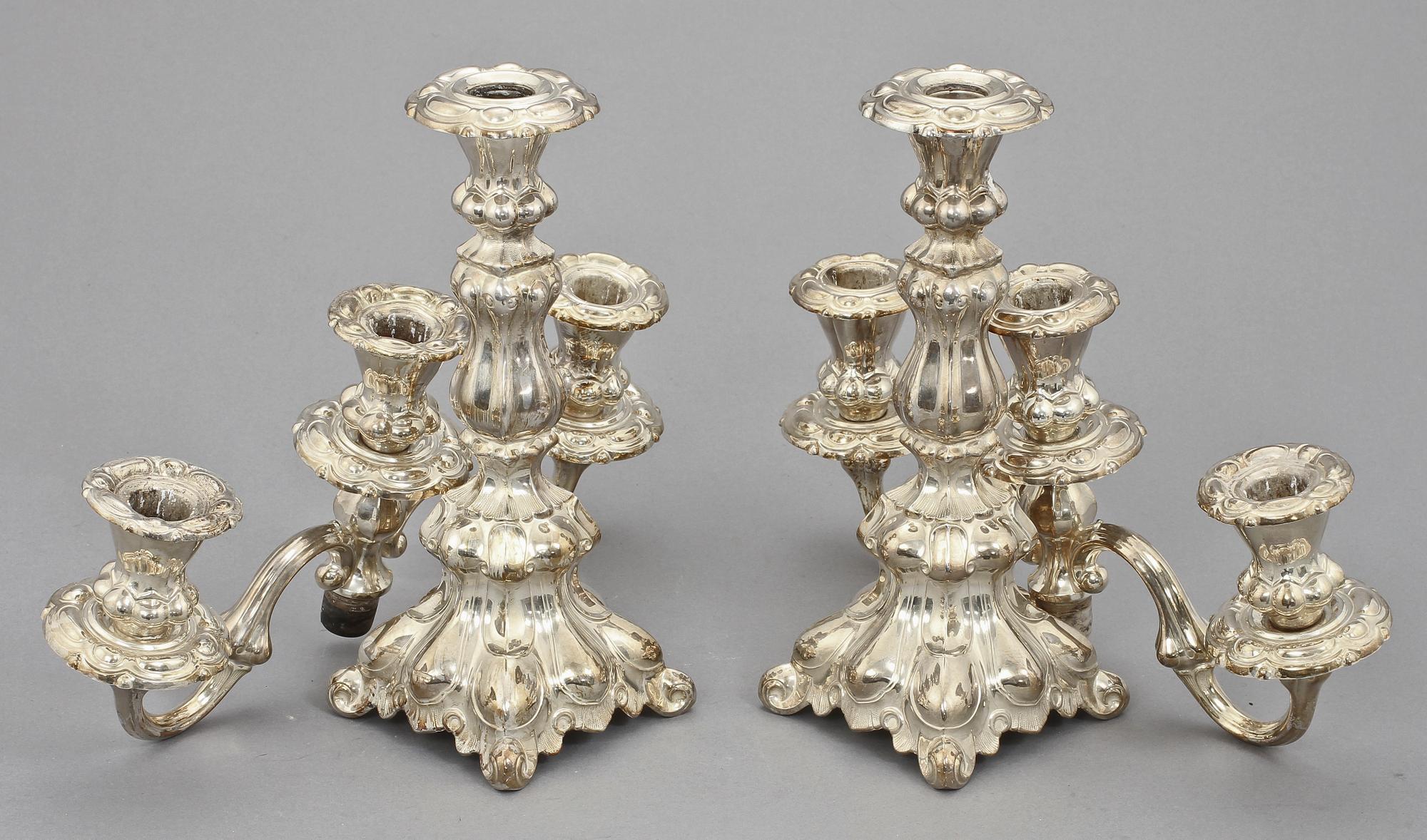 KANDELABRAR, ett par, silver, rokokostil, 1937.