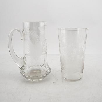 Sejdlar 3 st samt öl/grogglas 6 st omkring 1900.