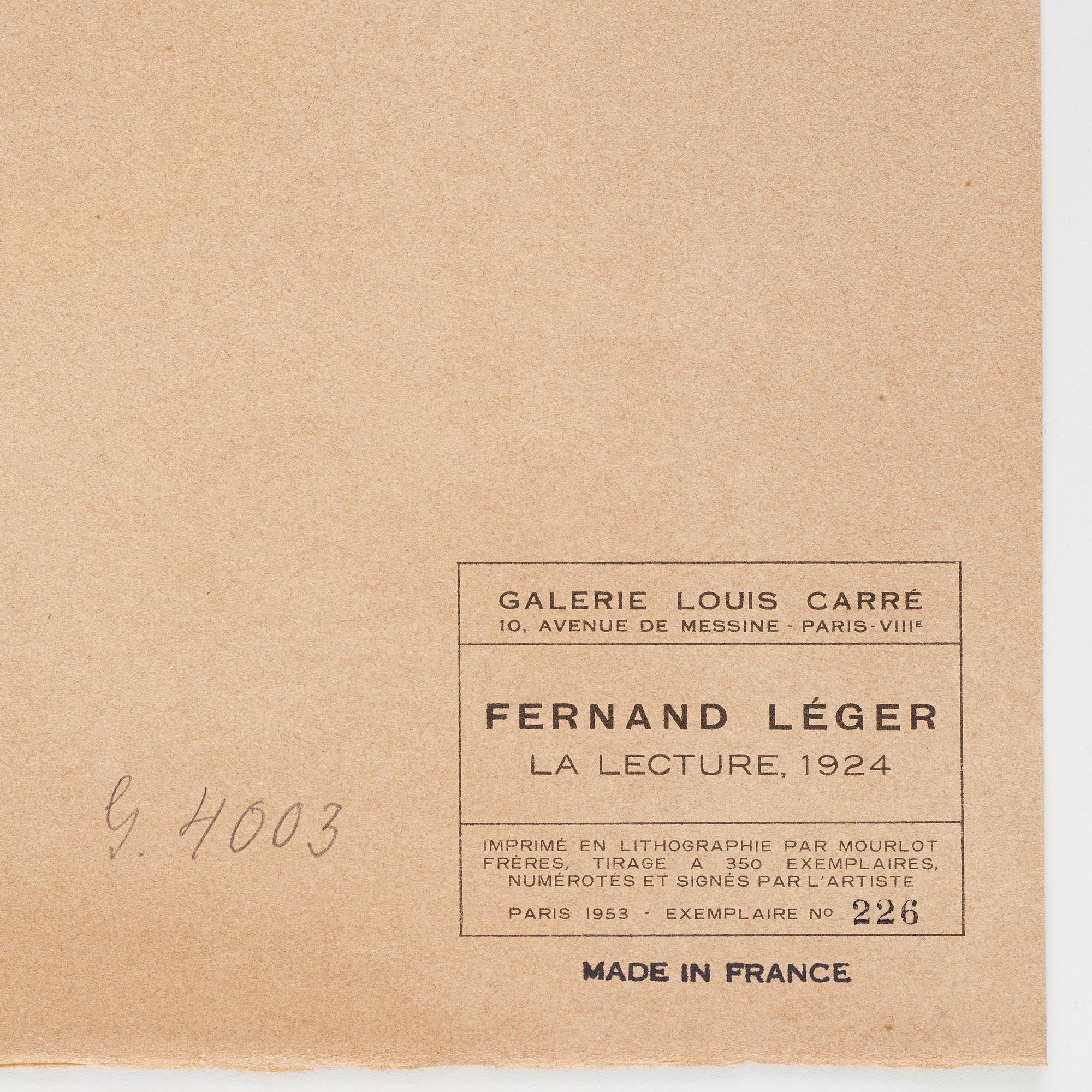 Fernand Léger After, "La lecture".