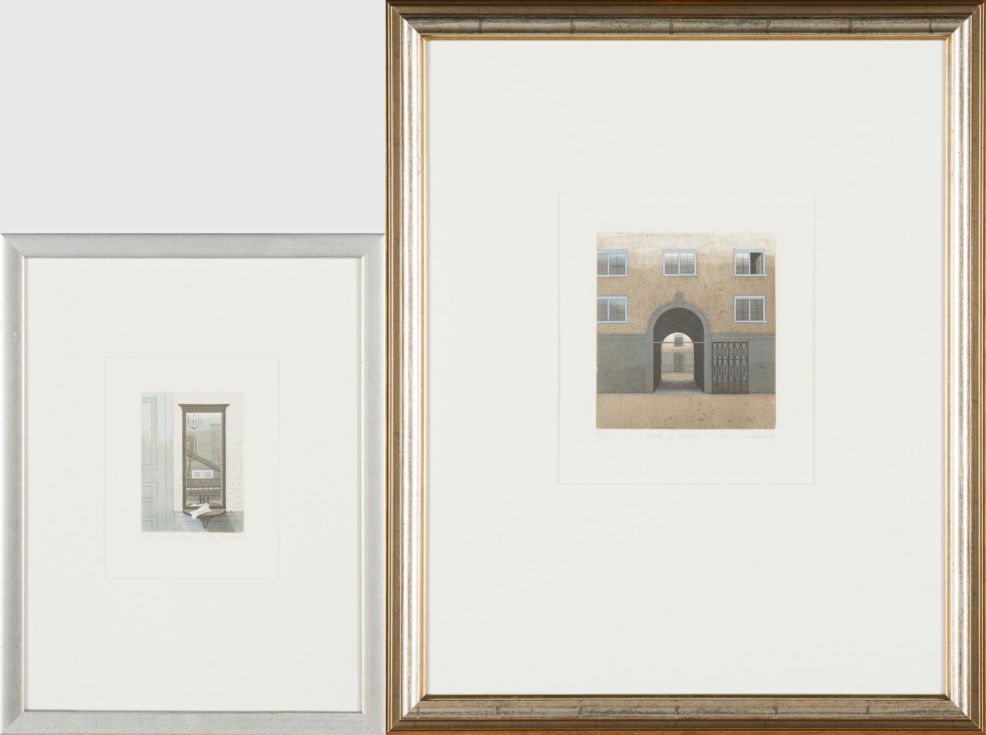 Elina Luukanen, etching, 2 pcs, signed and dated -98 and -00, numbered 24/60 and II/XXV.