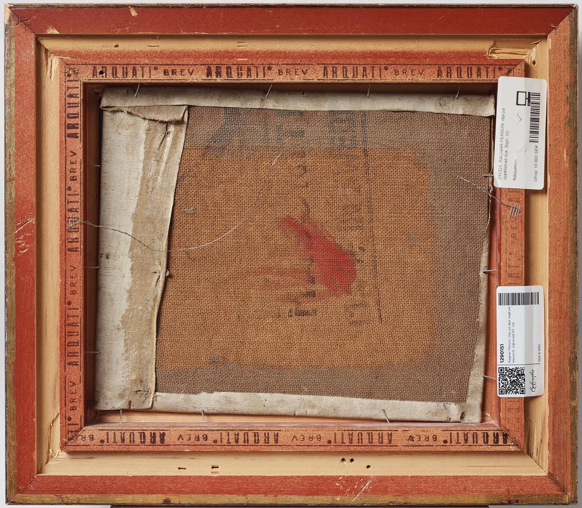 Ragnar Person, oil on canvas laid on masonite, signed RP.