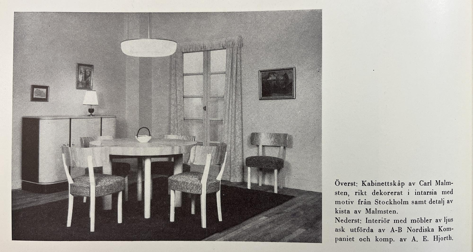 Axel Einar Hjorth, a five-piece "Birka" dining suite, Nordiska Kompaniet, Sweden, 1930s.