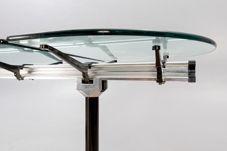 A Bruce Burdick 1980s glass and metall table for Herman Miller/Burdicks groups.