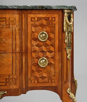 A Louis XVI rosewood and amaranth marquetry ormolu-mounted commode by Leonard Boudin (master in Paris 1761).