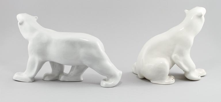FIGURER, 2 st, porslin, Lomonosov, Ryssland, 1900-talets andra hälft.