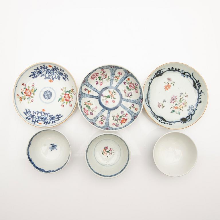 Ett parti, 11 delar, porslin, Kina, delvis 1700-tal.
