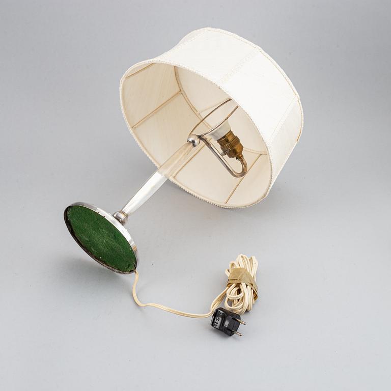 A CG Hallberg silver plated 1920/30's table lamp,