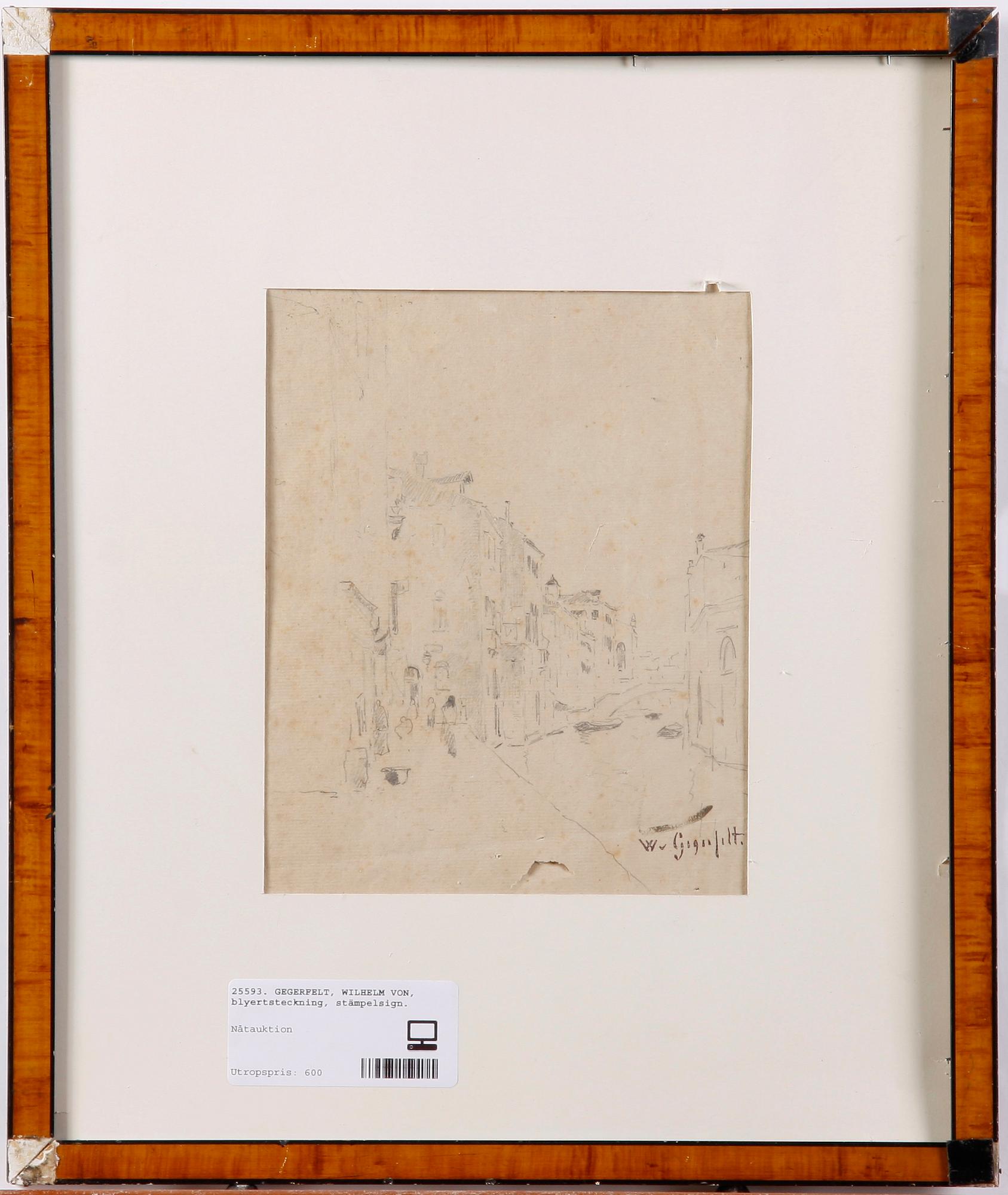 GEGERFELT, WILHELM VON, blyertsteckning, stämpelsign.