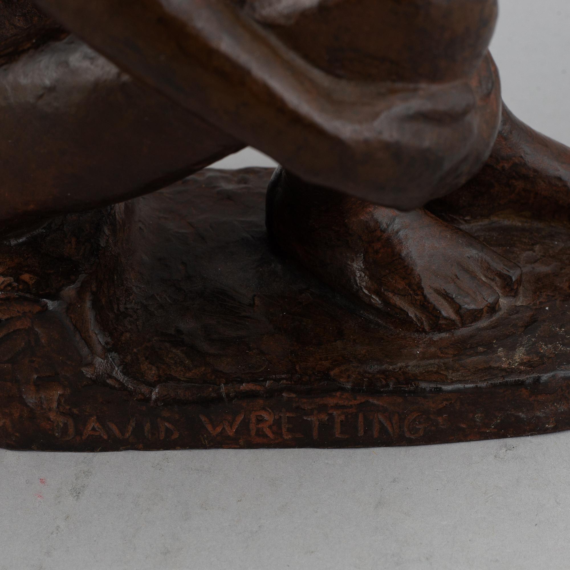 David Wretling, sculpture, bronze, signed.