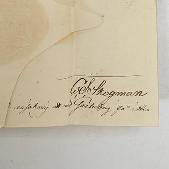 Kungligt brev, signerat Carl XIV Johan, 1831.