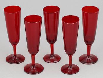 CHAMPAGNEGLAS, 5 st, glas, design Monica Bratt, Reijmyre.