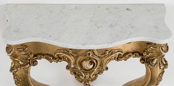 A mirror and console table, second half 20th century.