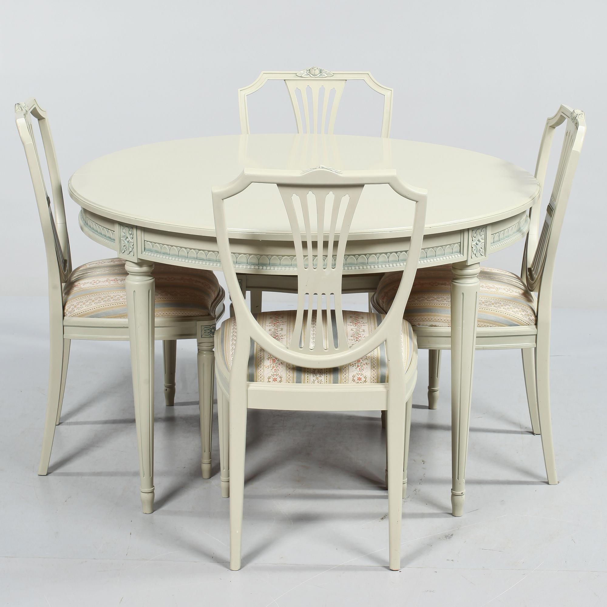 MATGRUPP, 5 delar, gustaviansk stil, 1900-talets andra hälft.