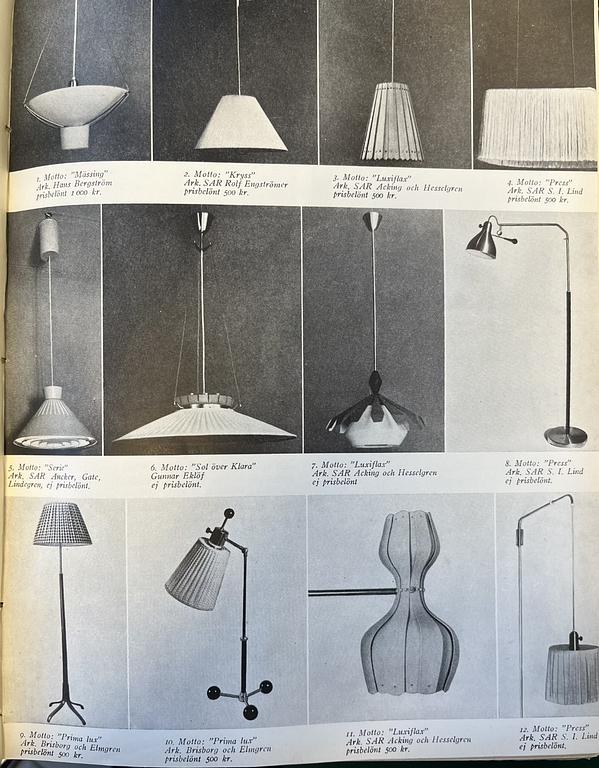 Carl-Axel Acking, & Sven Hesselgren, a ceiling lamp, Asea, 1940s.