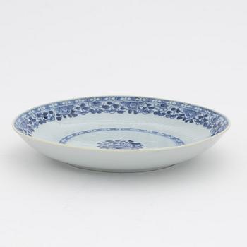 A blue and white dish, Qing dynasty, Qianlong (1736-95).