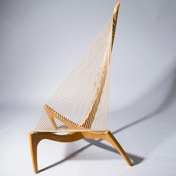 A JØRGEN HØVELSKOV, nojatuoli, "Harp Chair", Christensen & Larsen, Tanska 1980-luku.