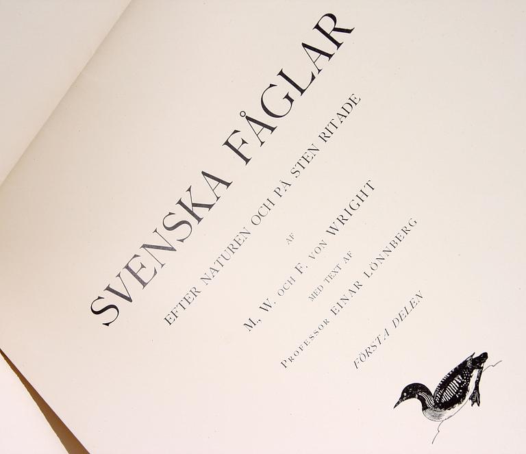 BOK, "Svenska Fåglar", M., W. och F. von Wright, 1922.