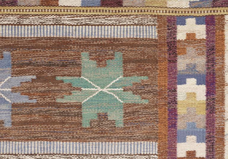 CARPET. "Höstmattan". Rölakan (flat weave). 477 x 283 cm. Signed MMF (Märta Måås-Fjetterström).