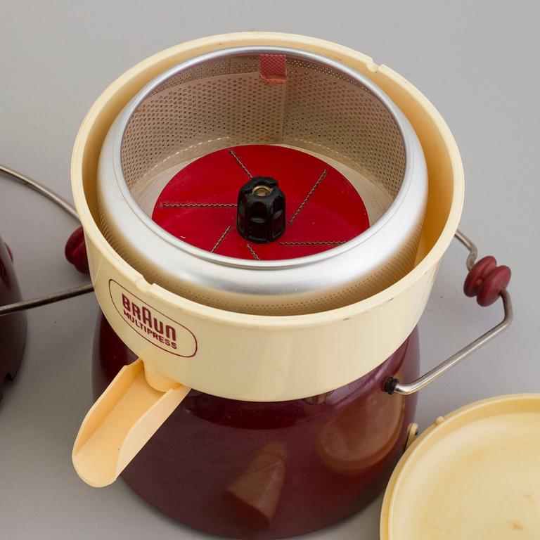 Two bakelite and plastic multipresses from Braun, 1950's.