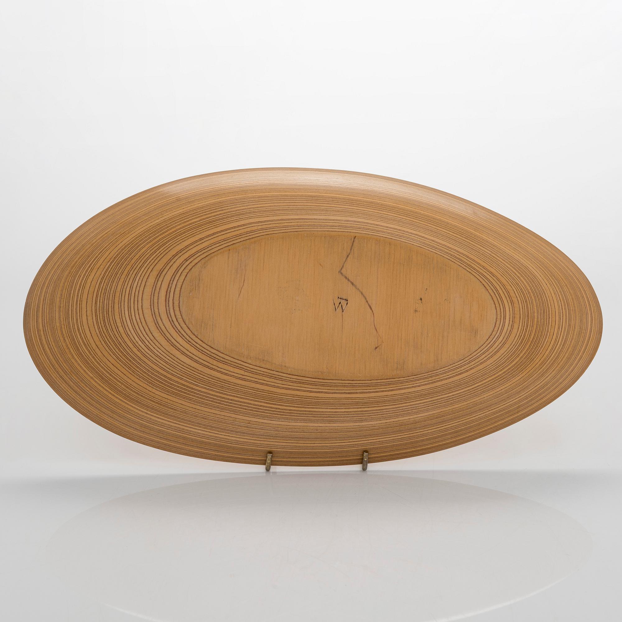 Tapio Wirkkala, A plywood dish signed TW.
