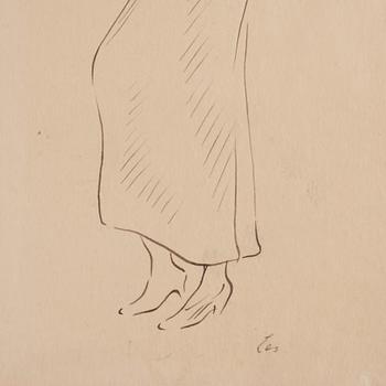 Lotte Laserstein, Standing model in a dress.