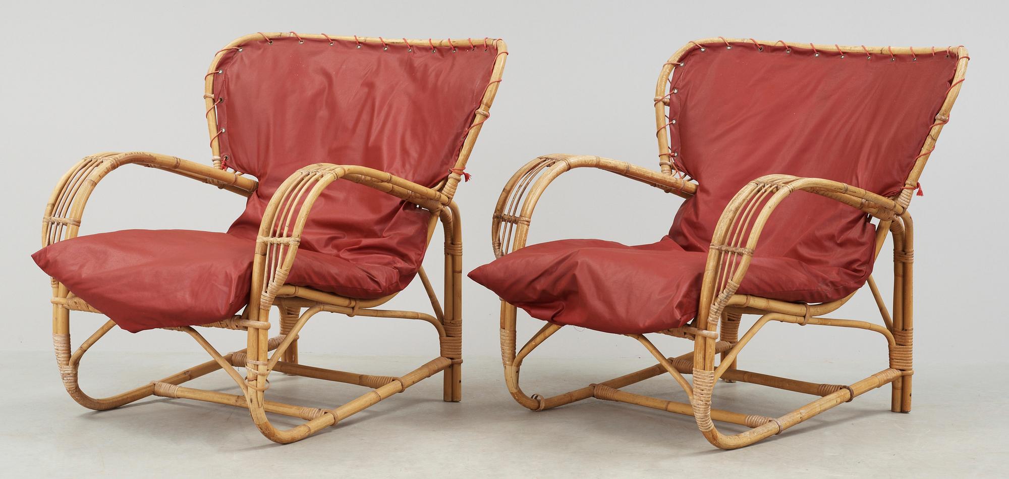 FÅTÖLJER, 2 st, sannolikt Viggo Boesen, formgiven 1936.